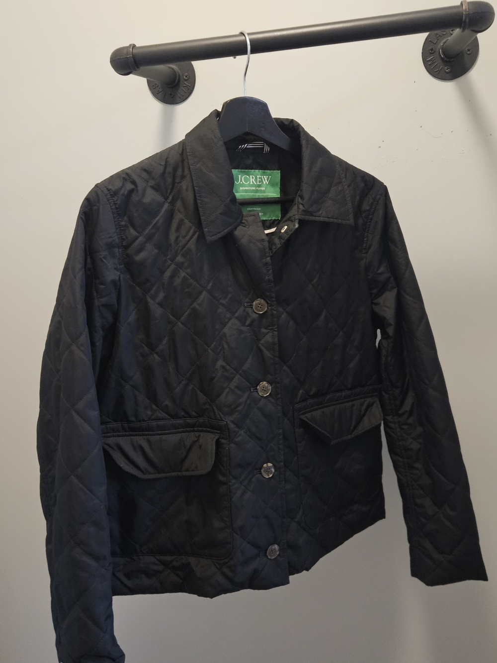 J. Crew Quilted Signature Puffer Lightweight Black Jacket